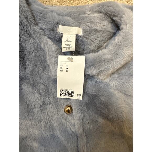 H&M Faux Fur Cropped Jacket Size Medium Oversized - Picture 8 of 10